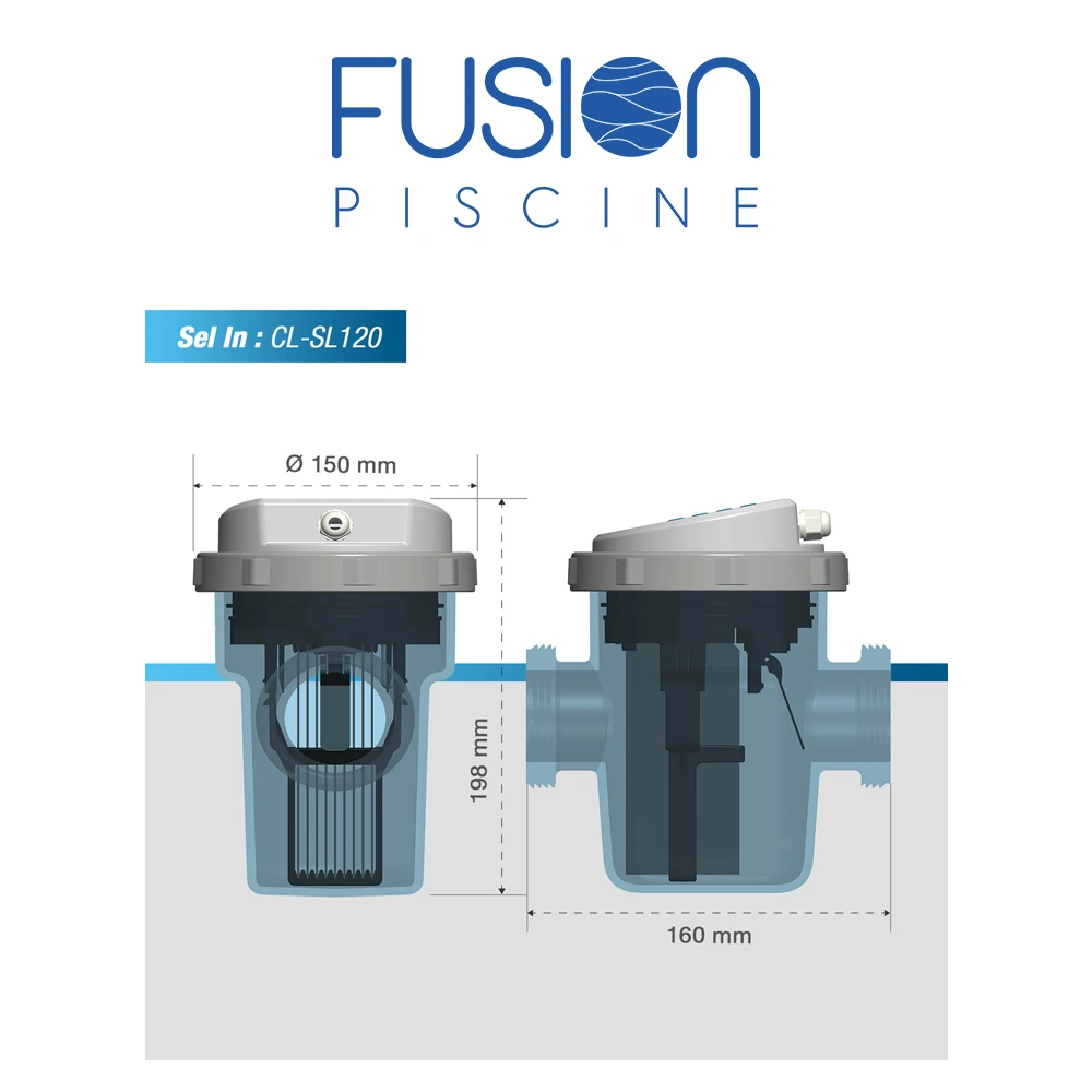 Dimensions électrolyseur au sel sel in modèle CL-SL120