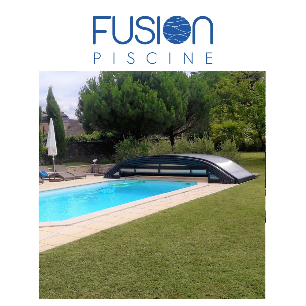Abri piscine bas télescopique Façade repliée