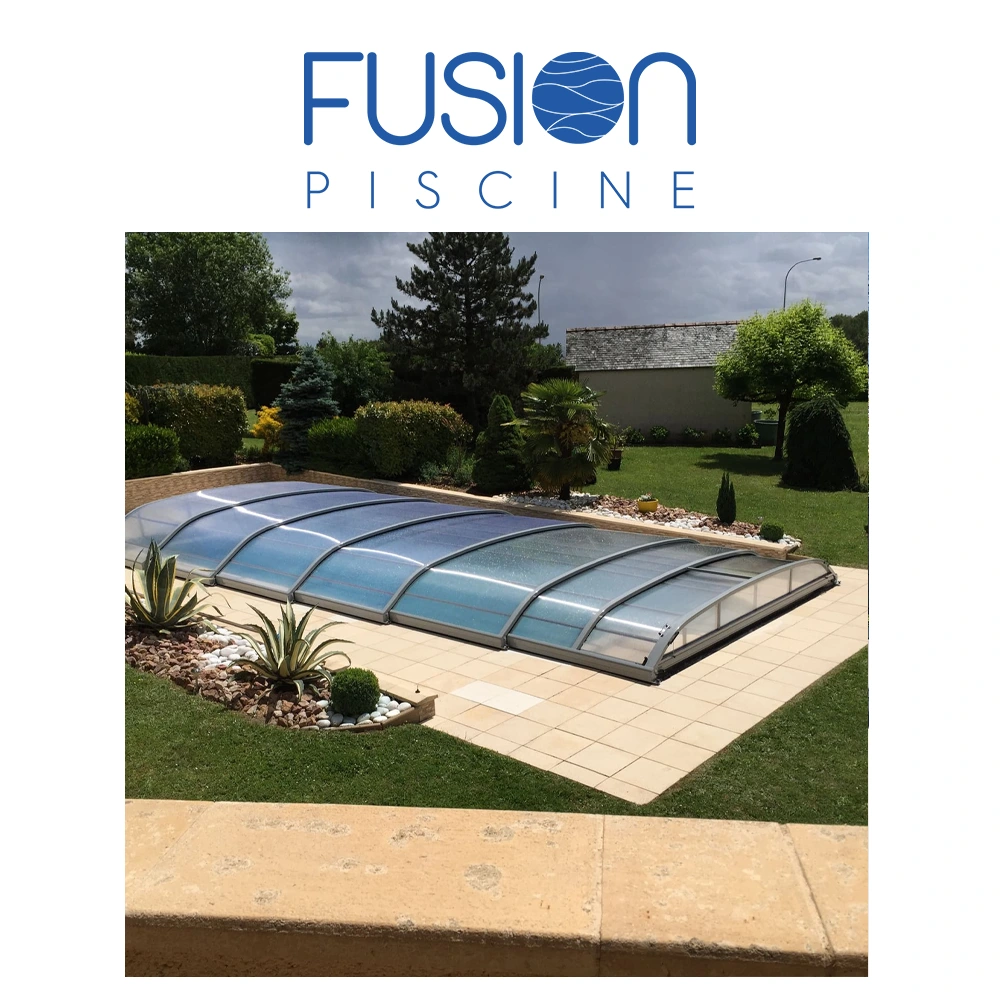 Abri piscine bas télescopique Polycarbonate Alvéolaire Incolore