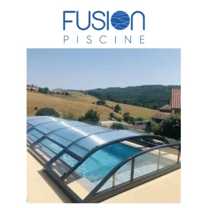 Abri piscine bas télescopique design Ansea