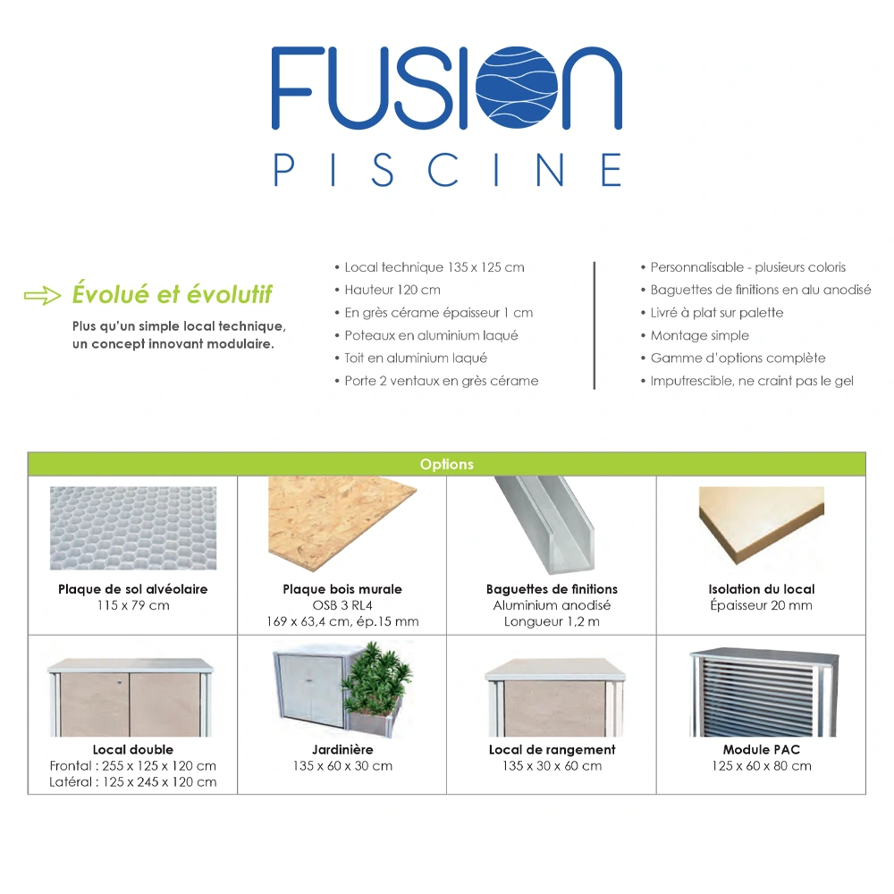 Local technique piscine design EVO Options disponibles