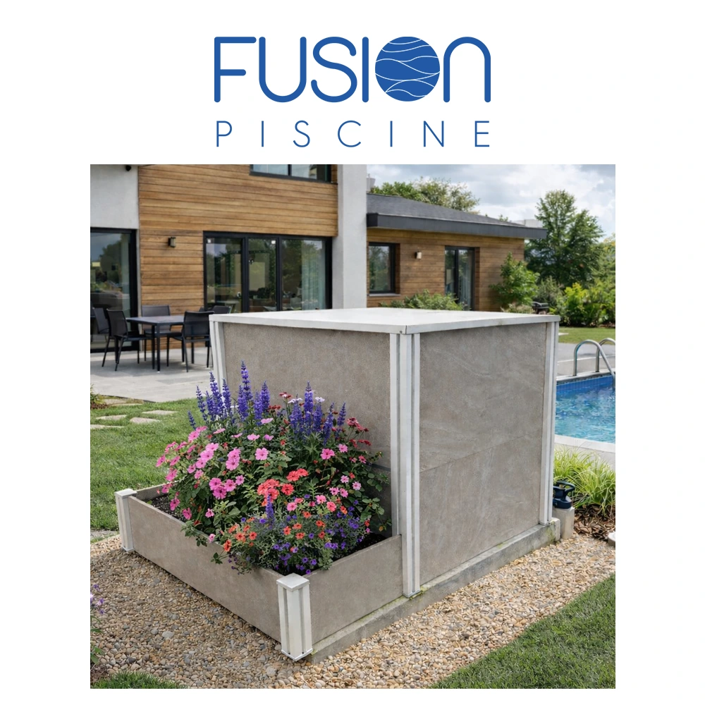 Local technique piscine double Gris et Blanc Local technique piscine double Gris et Blanc