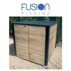 Local technique piscine simple Anthracite et Grès ceram bois